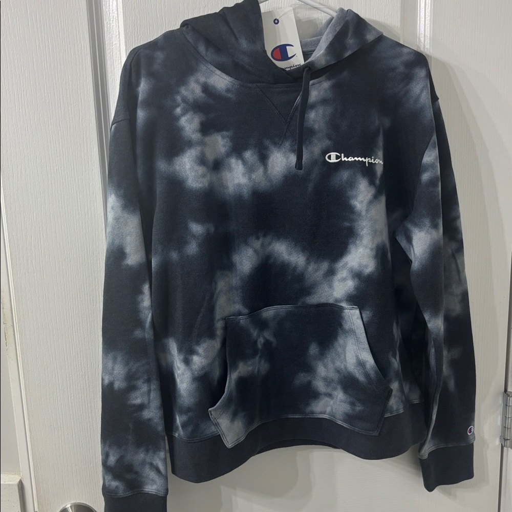 Champion Women's Cosy Grey Tie-Dye Hoodie Size L NWT